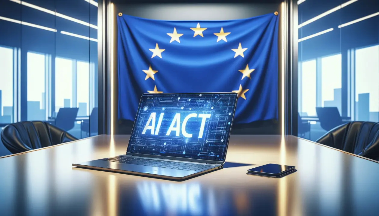 AI and data privacy compliance concept with EU flag and digital technology