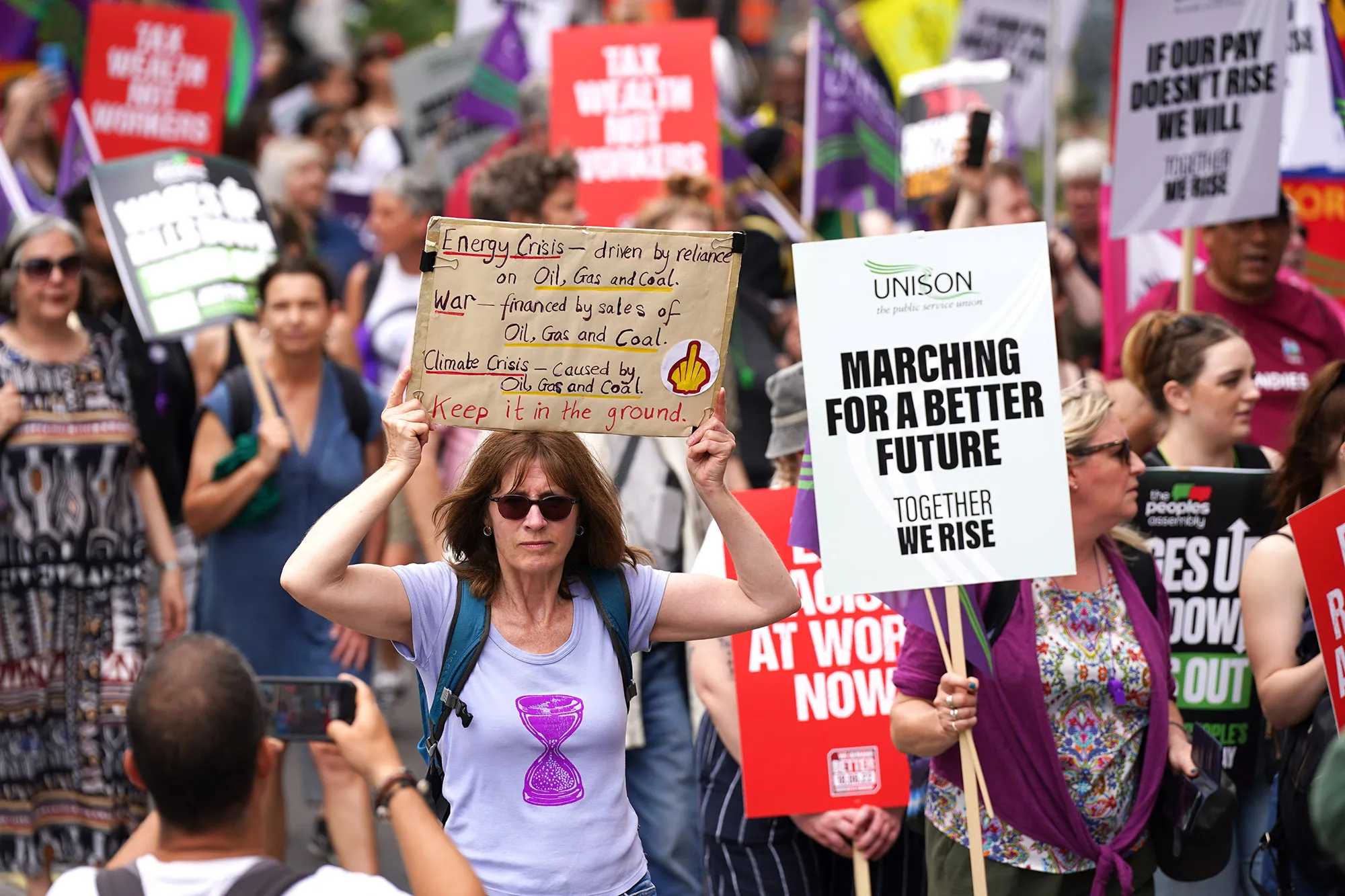 Citizens protesting rising living costs and demanding government action