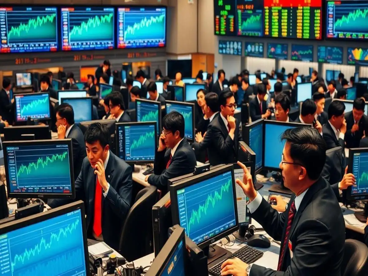 Asian stock exchange board showing rising markets after U.S. CPI data