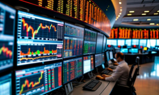 Financial trading floors showing reduced activity during holiday trading